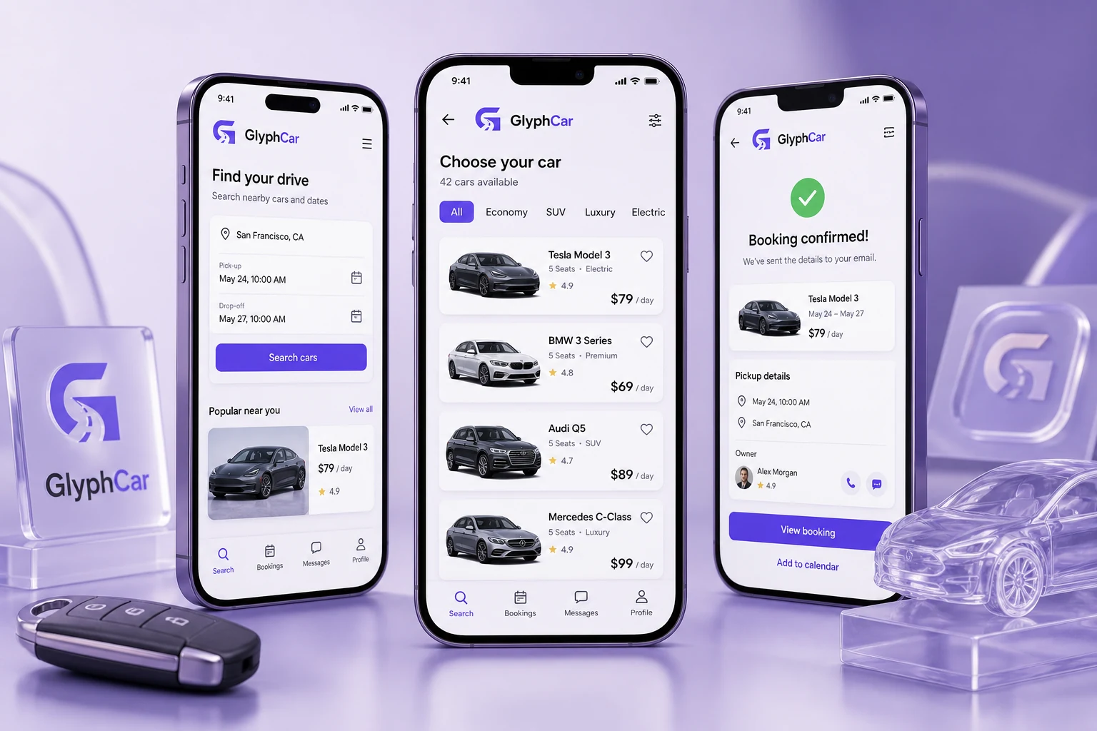 GlyphCar mobile renter experience