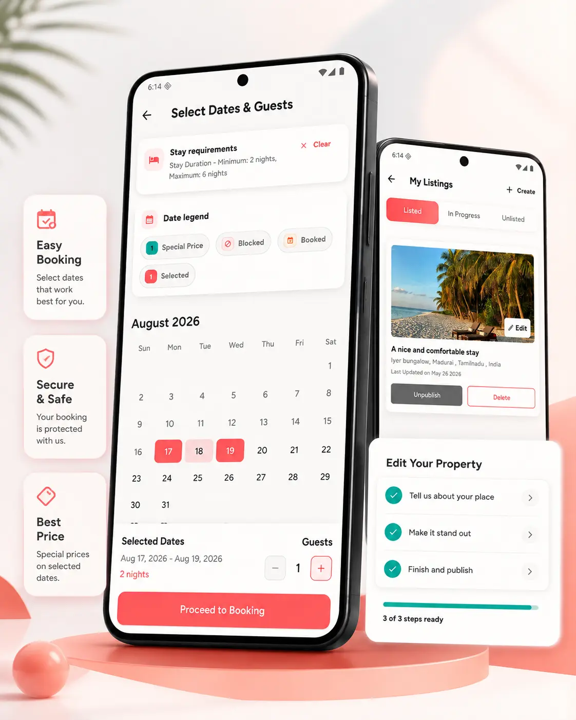 GlyphStay mobile calendar and property management tools for hosts